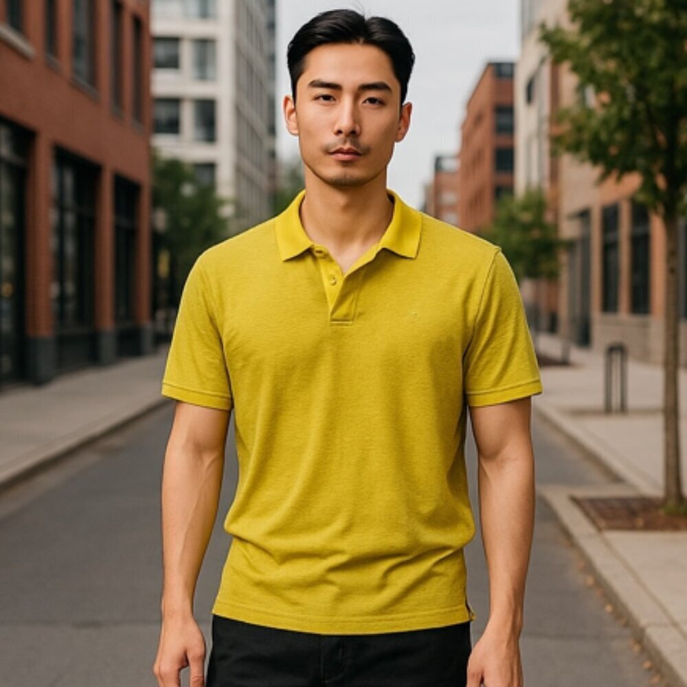 Calvin Klein Men's S Liquid Touch Polo Yellow  100% cotton Preppy